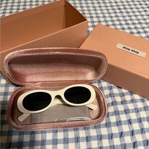 Miu Miu Cream Oval Sunglasses